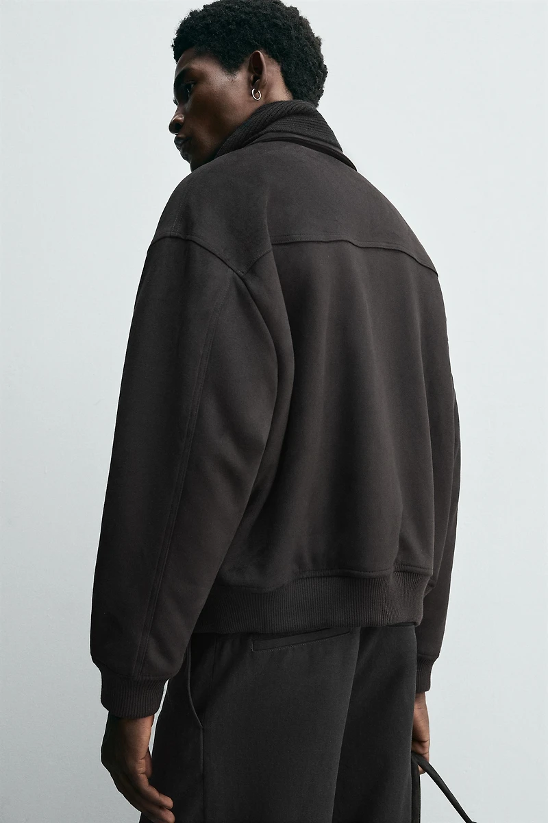 FAUX SUEDE QUILTED JACKET
