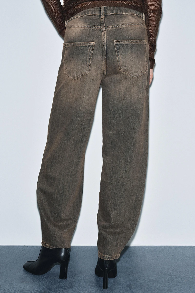 ZW COLLECTION MID-RISE BARREL LEG JEANS
