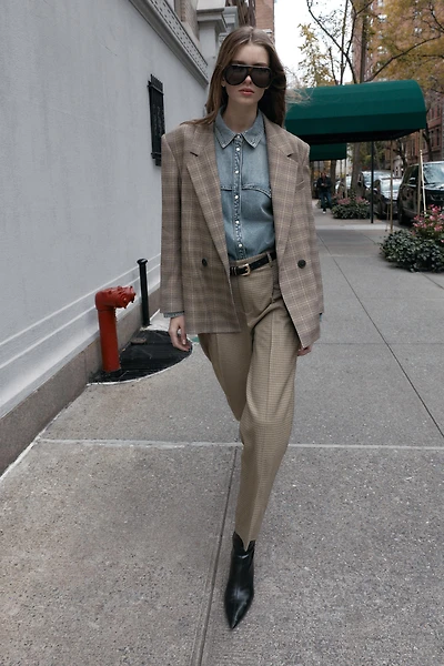 OVERSIZED PLAID BLAZER