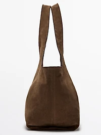 Split leather maxi tote bag
