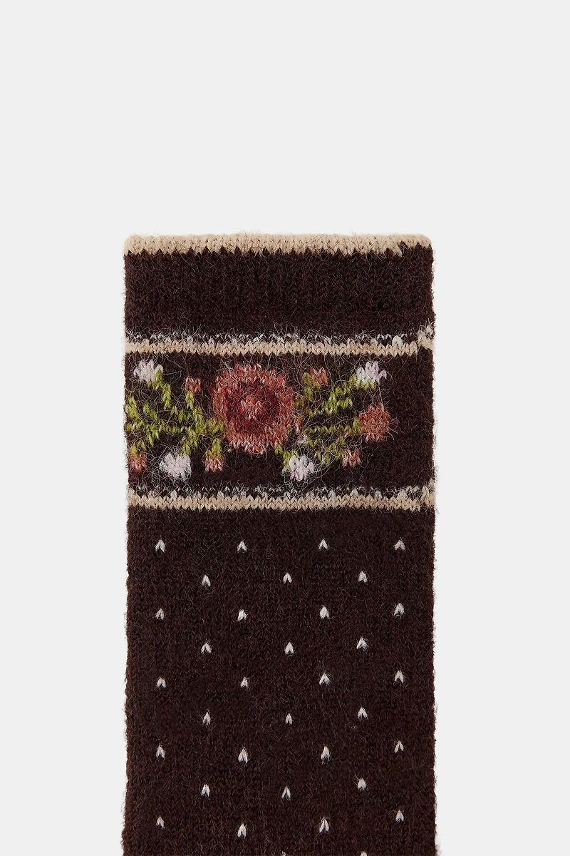 JACQUARD POLKA DOT FLOWER SOCKS