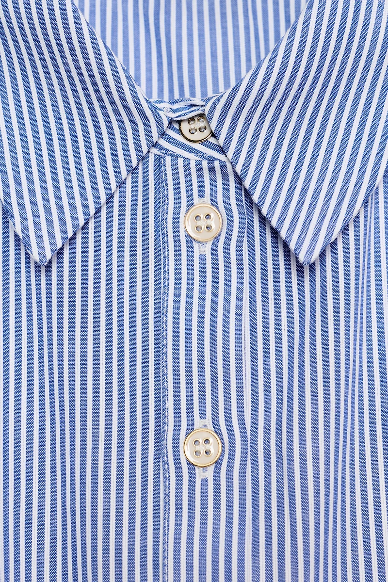 STRIPED PEPLUM HALTER SHIRT
