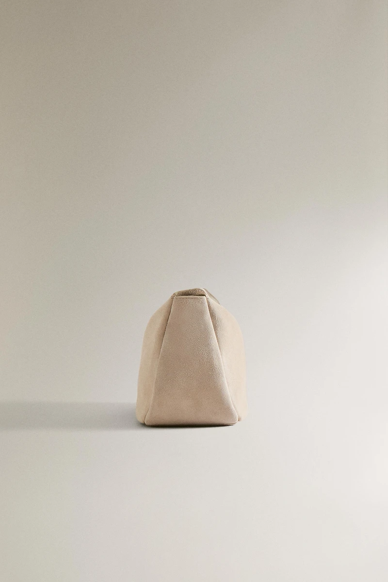 SPLIT SUEDE CLUTCH MAKEUP BAG