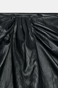 FAUX LEATHER RUCHED SKORT