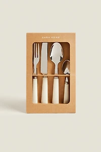 4-PIECE FLATWARE SET WITH COLORED HANDLE