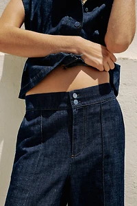 LINEN BLEND STRAIGHT LEG PANTS