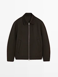 Wool jacket with double corduroy collar