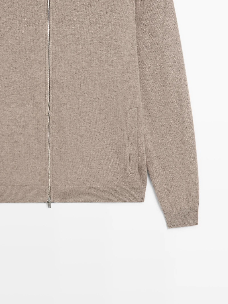 Zip-up high neck cardigan