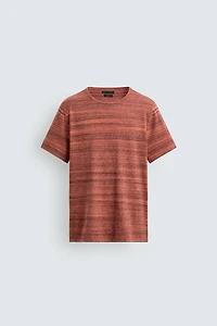 IRREGULAR STRIPED KNIT T-SHIRT