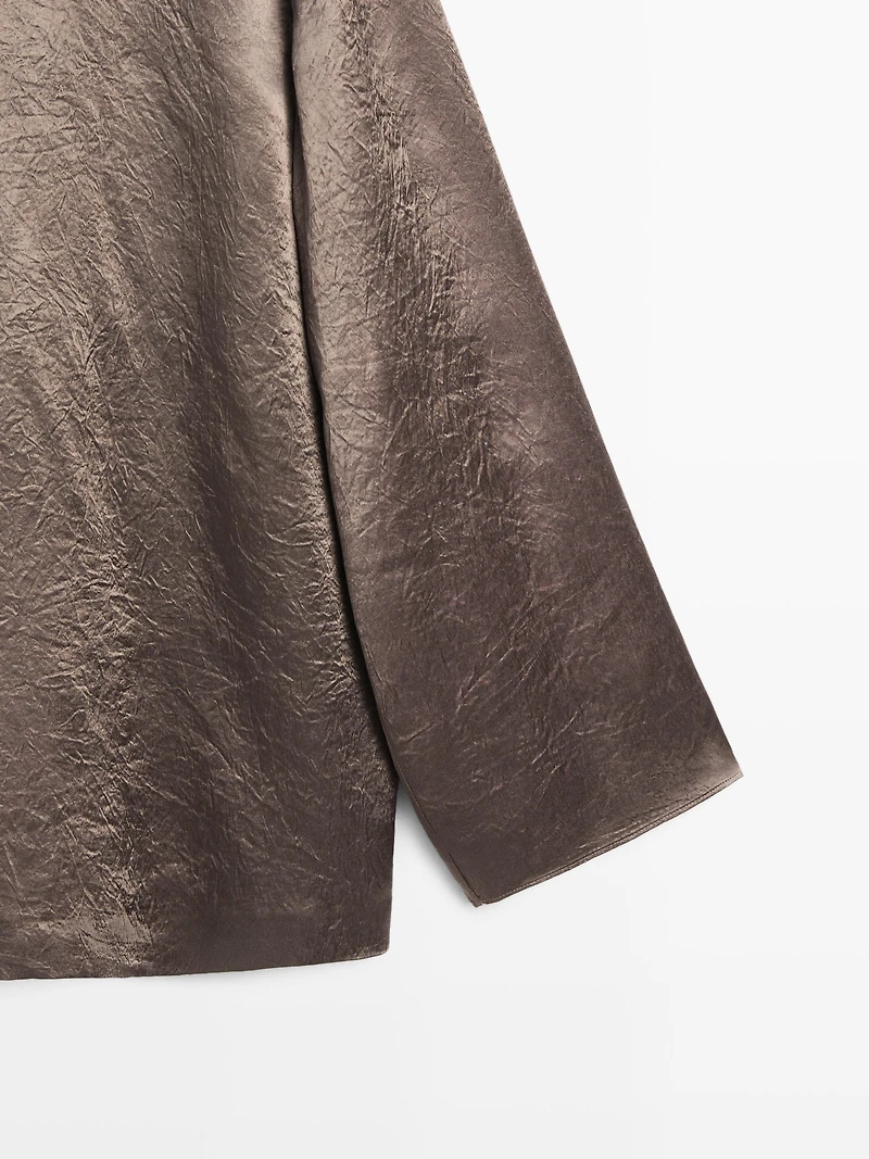 Flowing satin blouse with tie detail