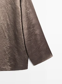 Flowing satin blouse with tie detail