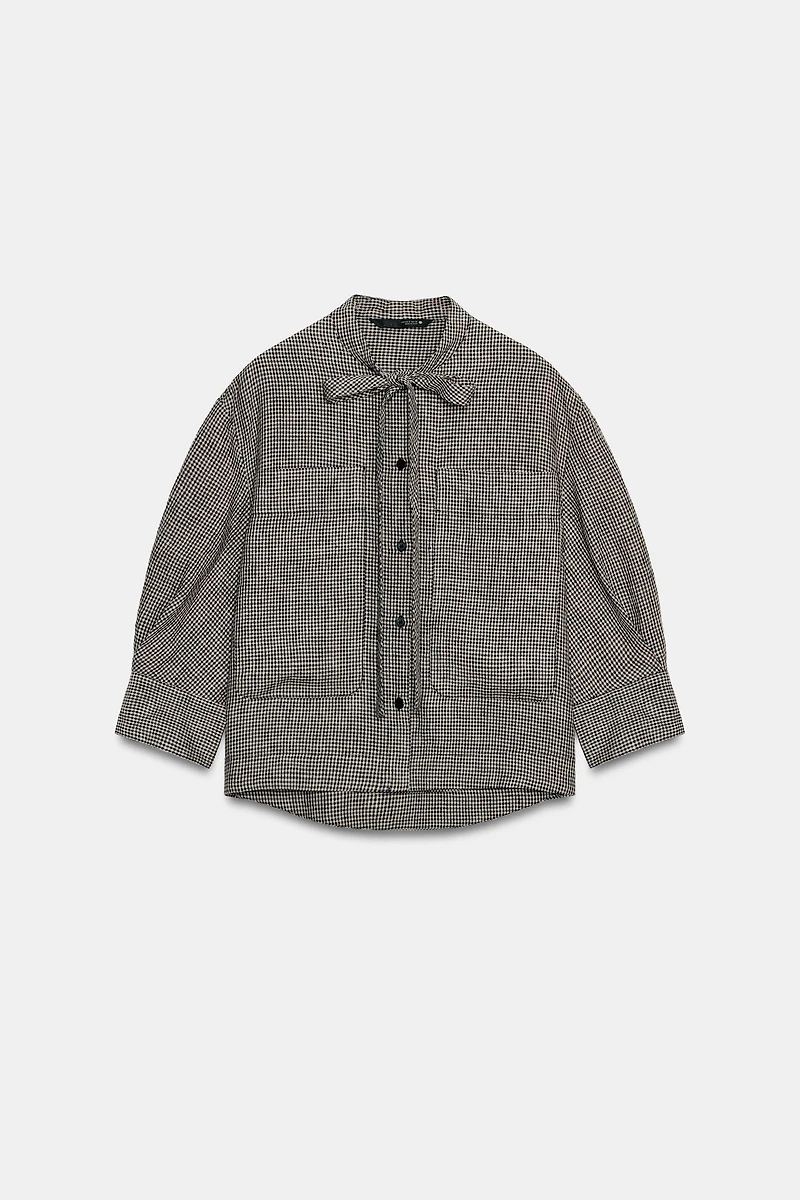 ZW COLLECTION PLAID LINEN SHIRT