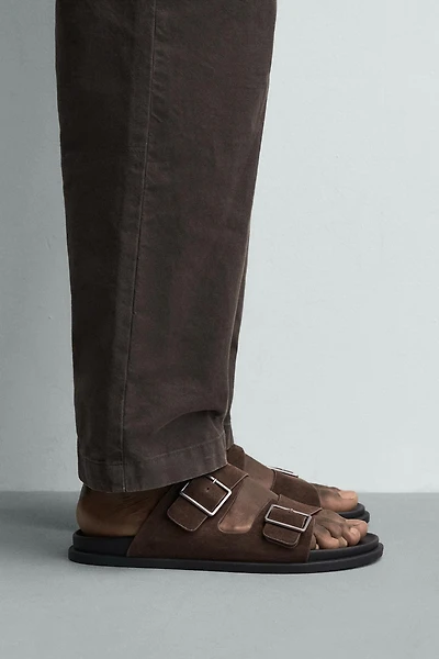 DOUBLE STRAP LEATHER SANDALS