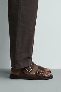 DOUBLE STRAP LEATHER SANDALS