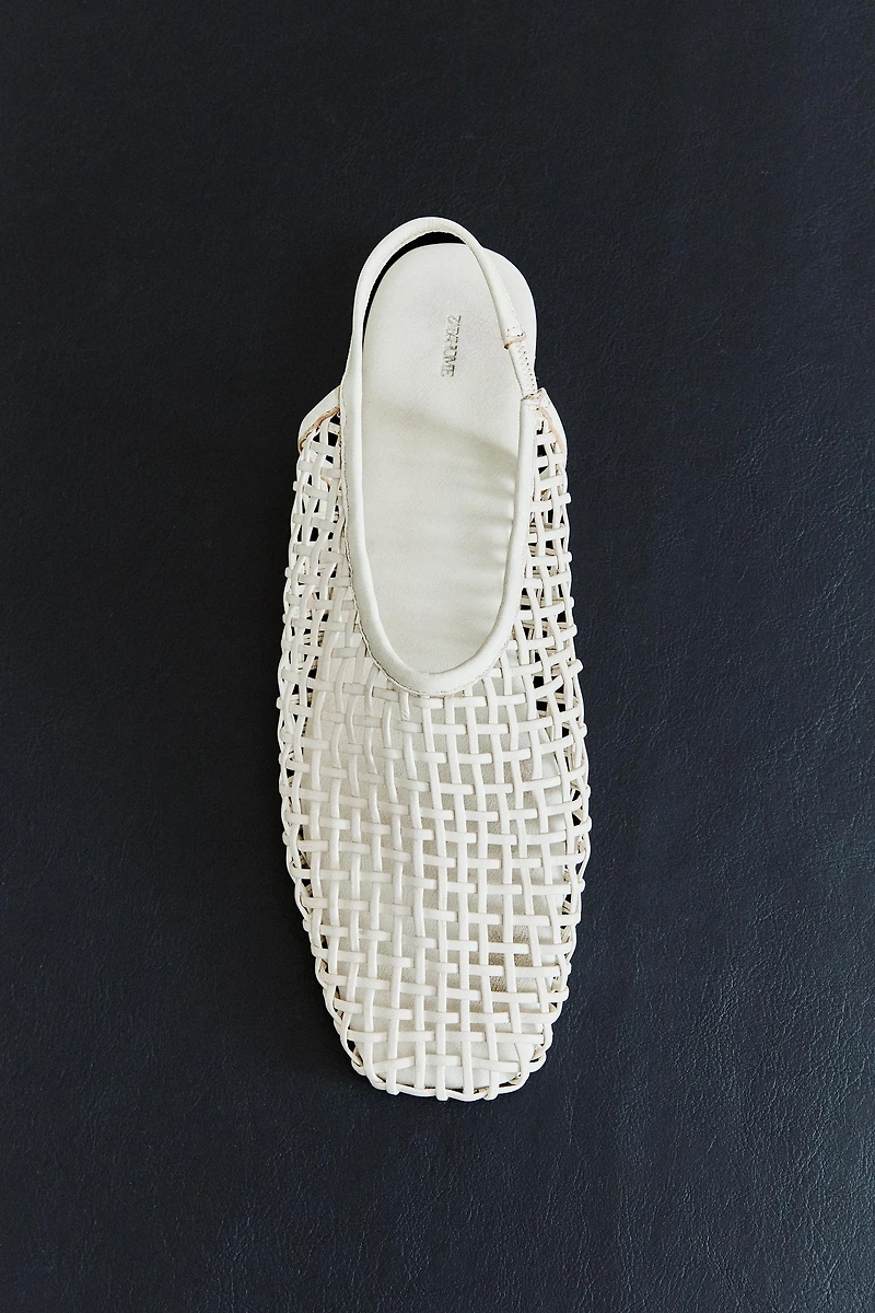 BRAIDED LEATHER SLINGBACK BALLET FLATS