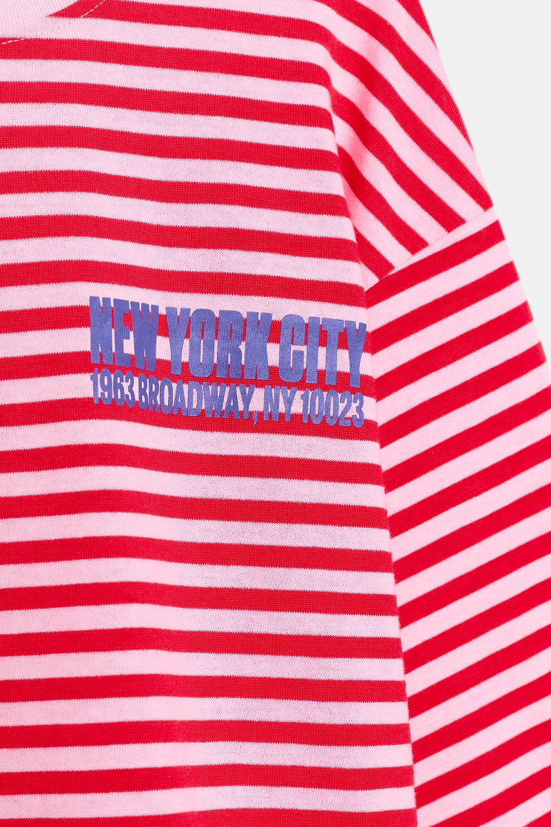 STRIPED TEXT T-SHIRT
