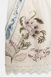 EMBROIDERED LINEN BLEND SHORTS ZW COLLECTION