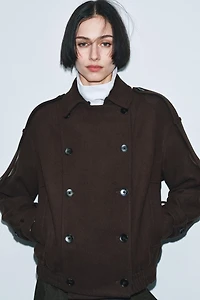 WOOL BLEND FAUX FUR COLLAR JACKET ZW COLLECTION