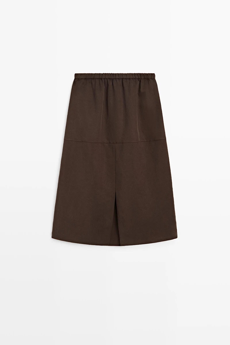 Flowing midi skirt with drawstring