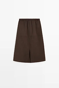 Flowing midi skirt with drawstring