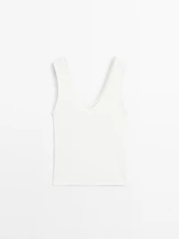 Top avec liseré effiloché en coton mélangé