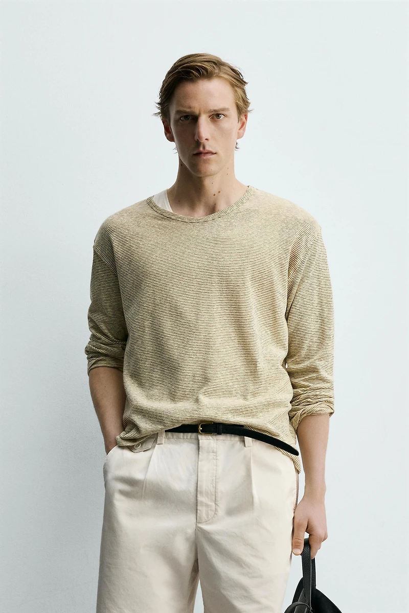 T-SHIRT MANCHES LONGUES JACQUARD RAYURES