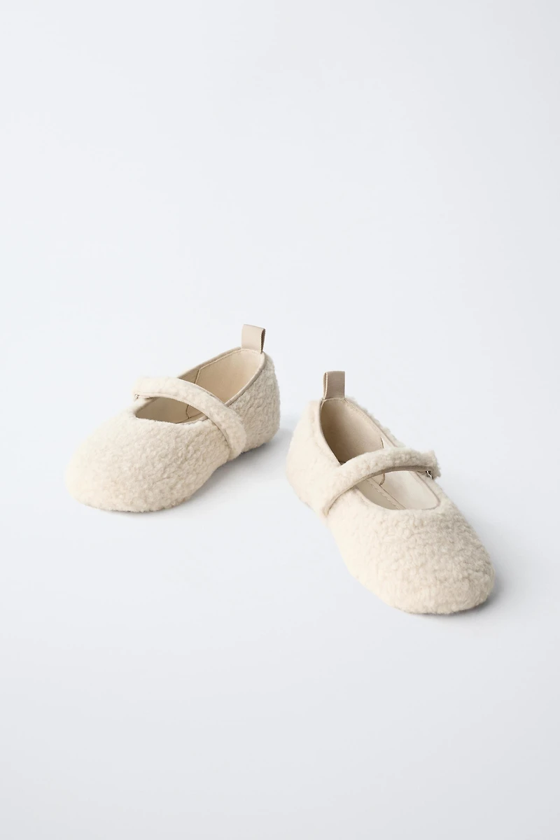 FAUX SHEARLING BALLET FLATS