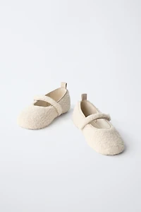 FAUX SHEARLING BALLET FLATS