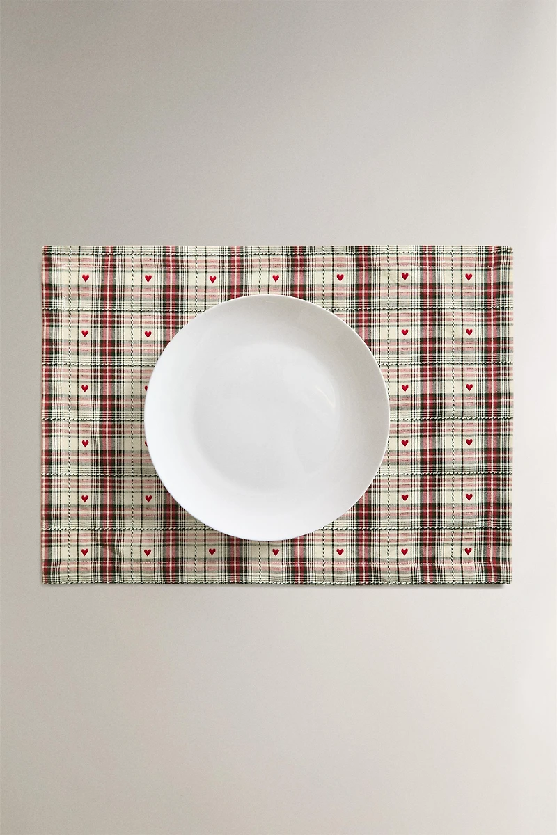 SET DE TABLE FIL TEINTÉ CŒUR NOËL (LOT DE 2)