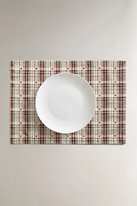 SET DE TABLE FIL TEINTÉ CŒUR NOËL (LOT DE 2)