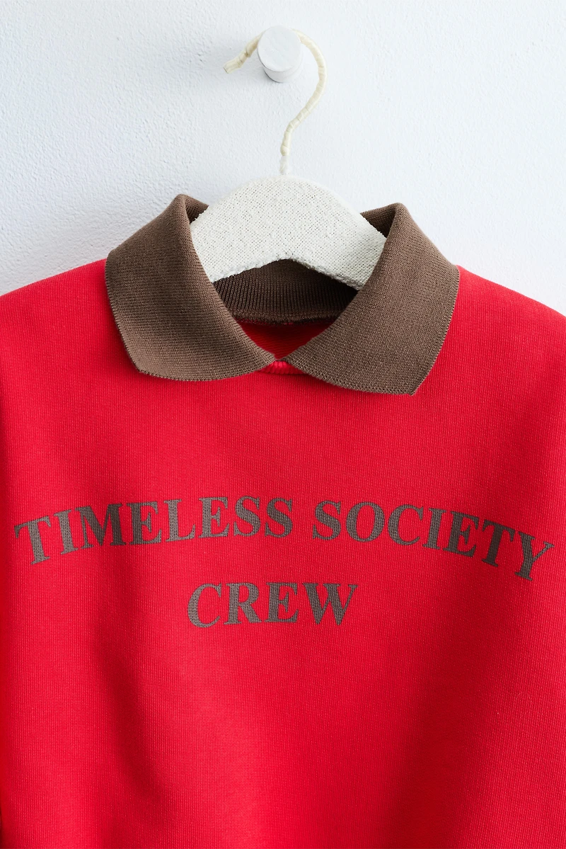 ZARA TIMELESS - TEXT PRINT POLO SWEATSHIRT
