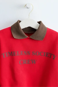 ZARA TIMELESS - TEXT PRINT POLO SWEATSHIRT