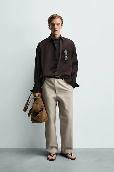 RELAXED FIT COTTON - LINEN PANTS