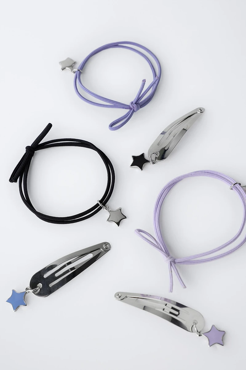 LOT DE TROIS ÉLASTIQUES ET TROIS PINCES ÉTOILE