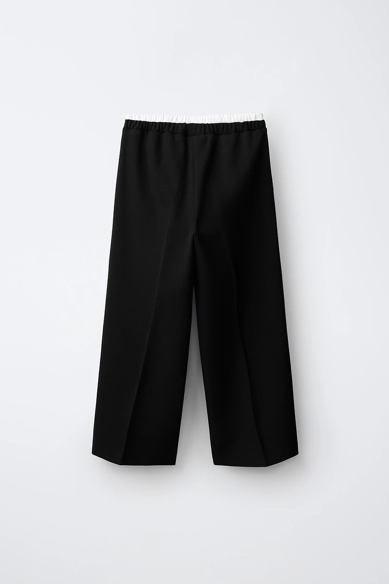 DOUBLE WAISTBAND WIDE LEG PANTS