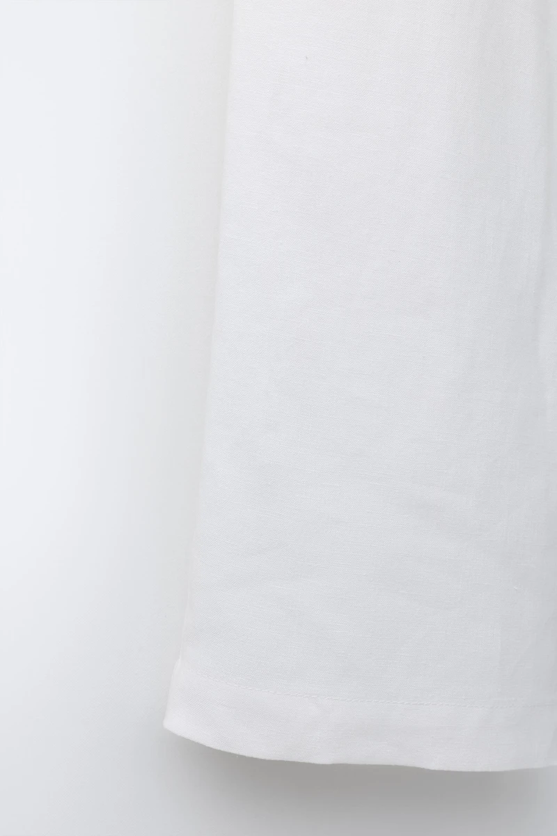 100% LINEN WIDE LEG WRAP WAIST PANTS