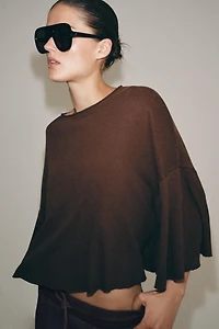 COTTON AND LINEN CAPE T-SHIRT