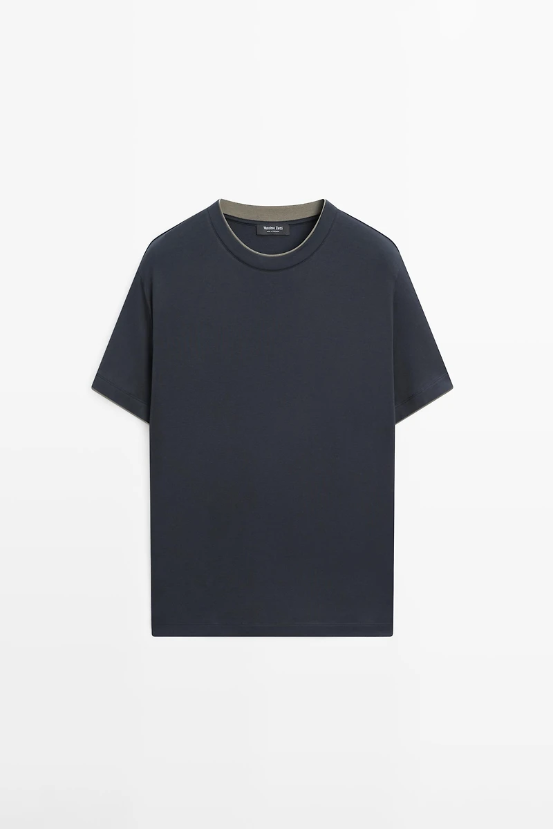 Contrast collar T-shirt, 100% cotton