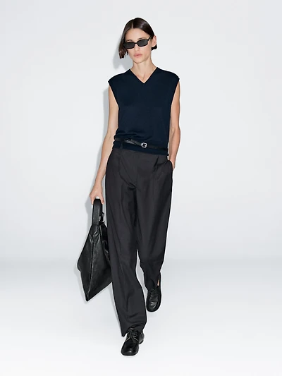 Pantalon à pinces et taille élastique