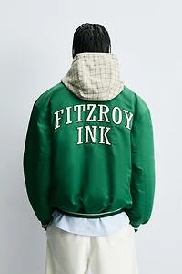 CONTRAST EMBROIDERY BOMBER JACKET