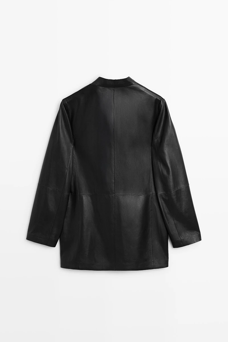 Single-button 100% nappa leather blazer