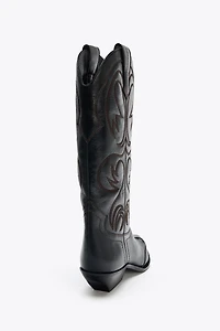 EMBROIDERED LEATHER COWBOY BOOTS