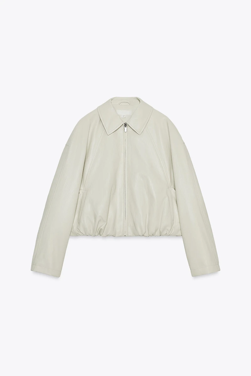 FAUX LEATHER BOMBER JACKET