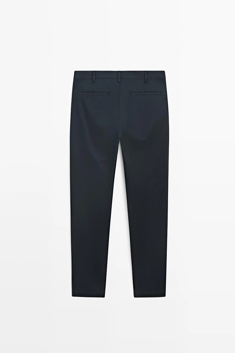 Cotton blend slim fit pants