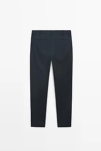 Cotton blend slim fit pants