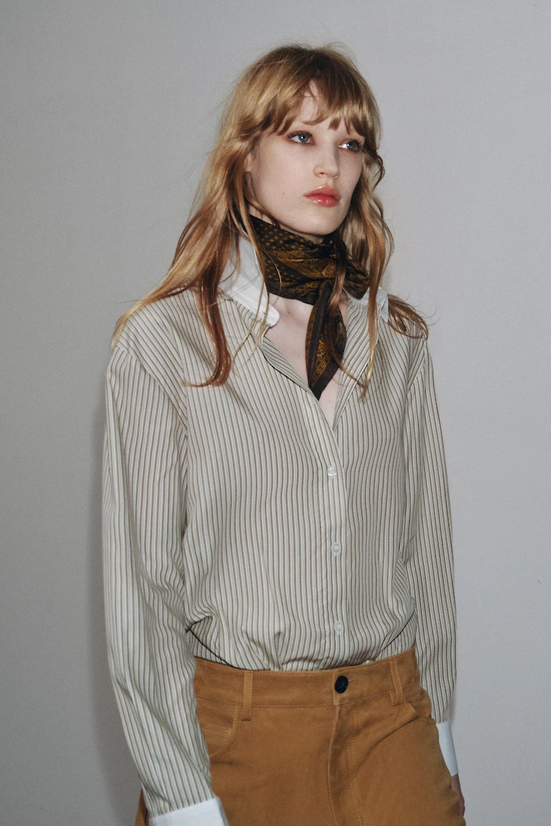 ZW COLLECTION CONTRAST STRIPED SHIRT