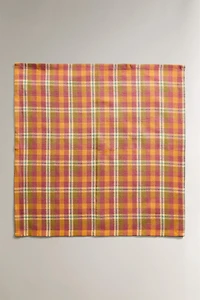 LOT DE 2 SERVIETTES DE TABLE À CARREAUX EN FIL TEINTÉ