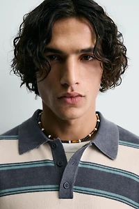 STRIPED RELAXED FIT KNIT POLO