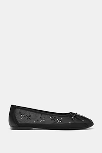 SHINY MESH BALLET FLATS