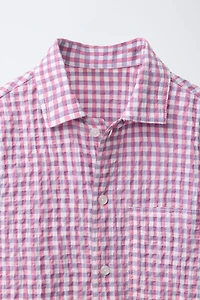 WRINKLED EFFECT PLAID SHIRT